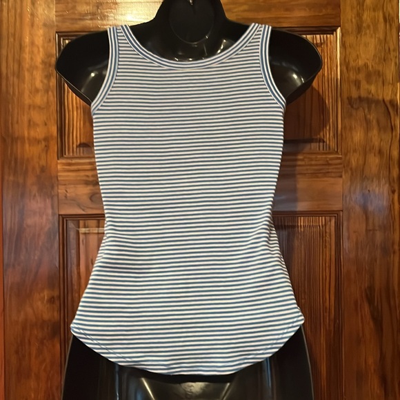 LOFT Blue & White Striped Tank Top - Picture 3 of 4